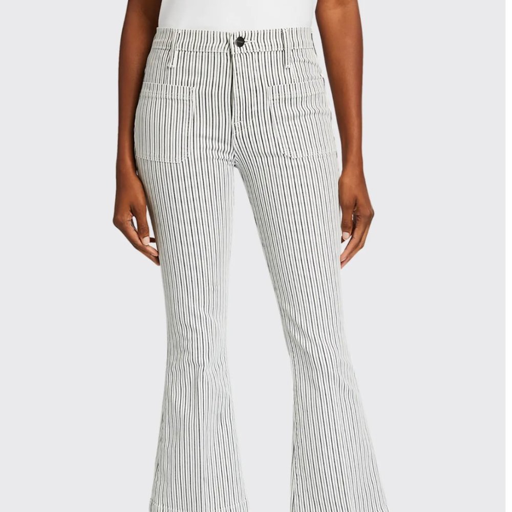 FRAME Le Bardot Crop Flare -- Blanc Multi - 26 NWT